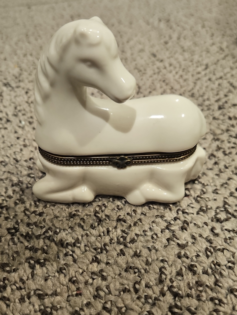 Vintage White Horse Trinket Box